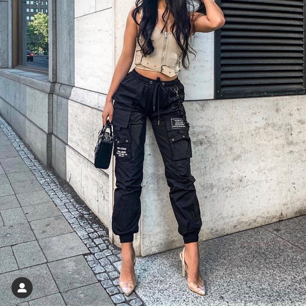 ♠️ Maniere De Voir Black Cargo Jogger Pant